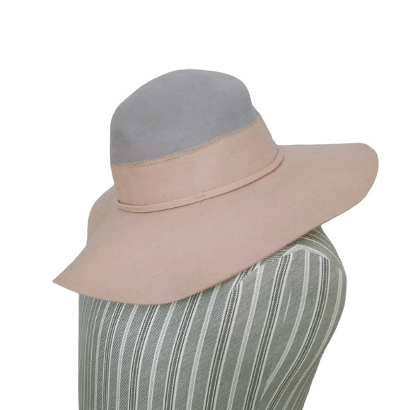 Nordstrom Panama  Wool Felt Hat Blush Pink/Gray NWT - Picture 4 of 8